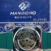 Hanboro Green Skeleton Dial Leather Watch