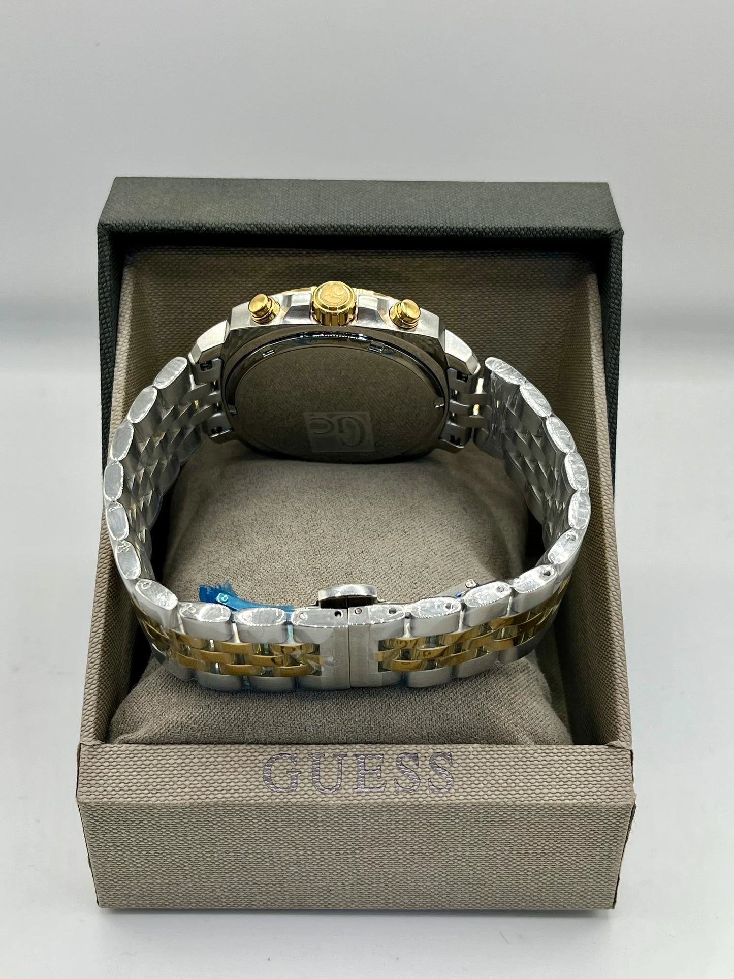 Guess Green Dial Two Tone Chronograph Watch