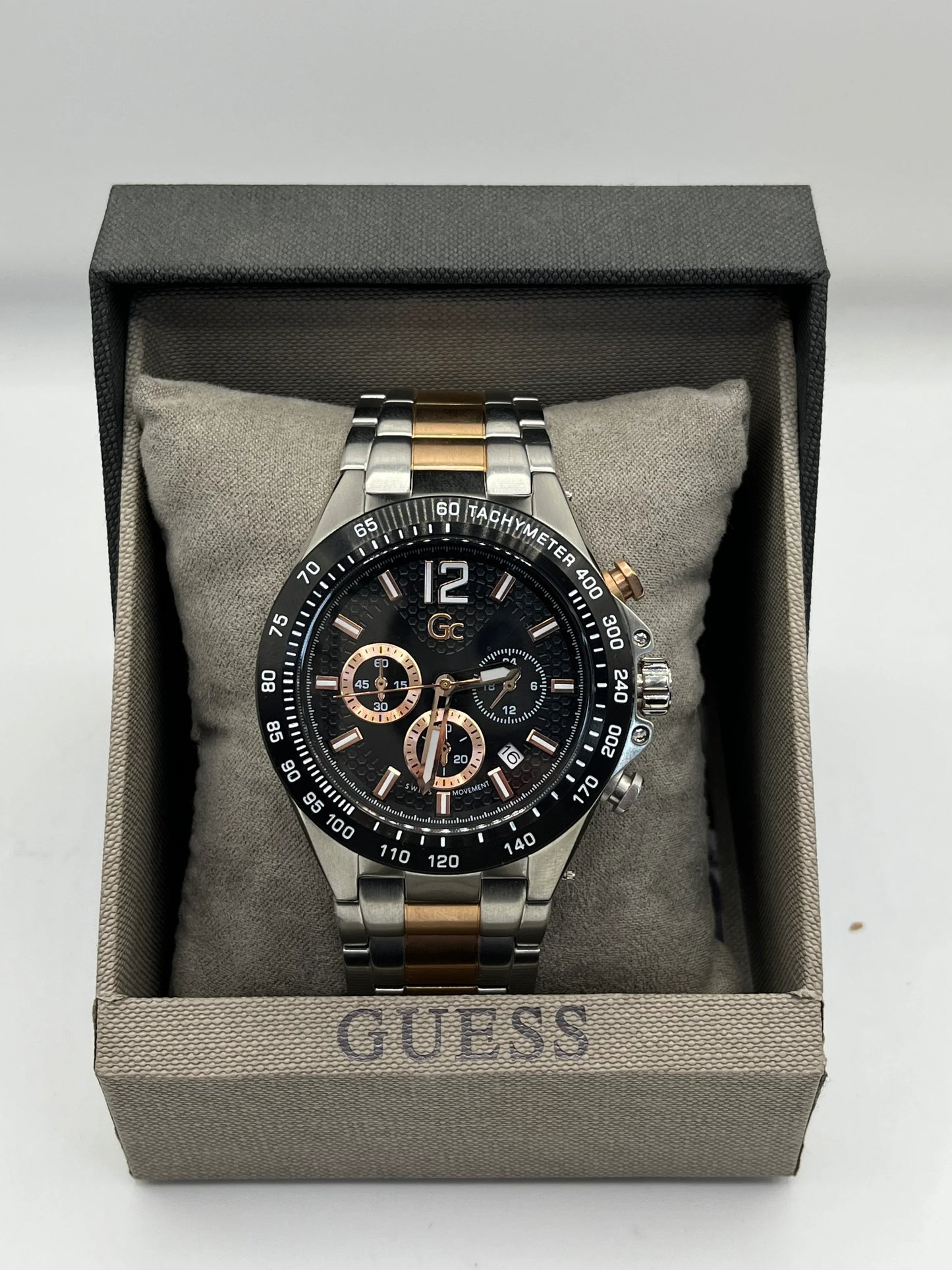 Guess Black Dial Two Tone Chronograph Watch