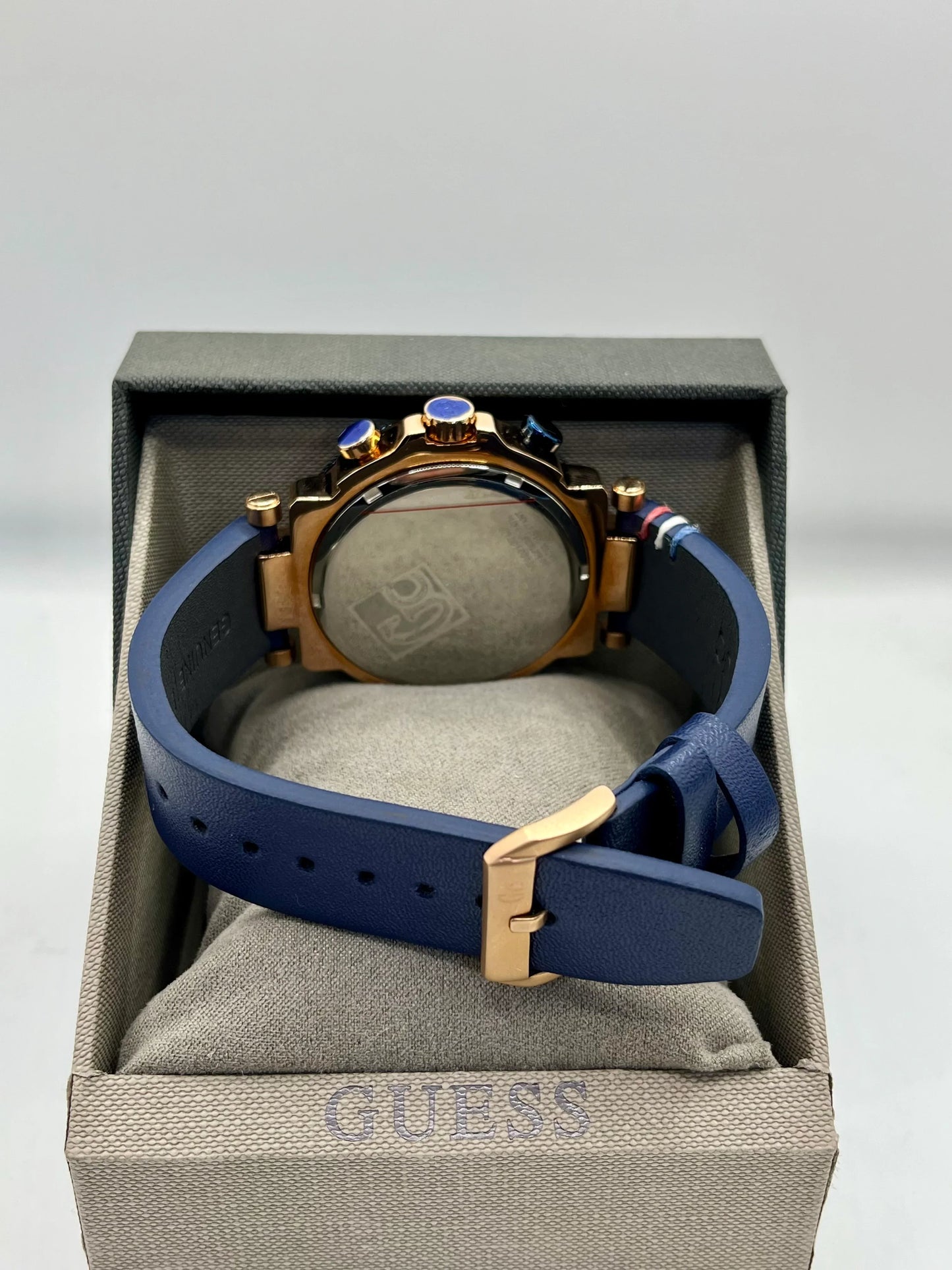Guess Blue Dial Gold Accent Chronograph Watch
