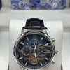 Hanboro Black Skeleton Dial Leather Chronograph Watch