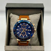 Guess Blue Dial Gold Chronograph Leather Watch
