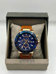 Guess Blue Dial Gold Chronograph Leather Watch