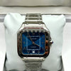 Cartier Santos Blue Dial Diamond Stainless Steel Watch