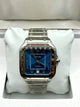 Cartier Santos Blue Dial Diamond Stainless Steel Watch