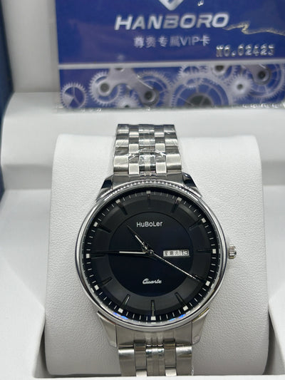 Hanboro Black Dial Stainless Steel Watch