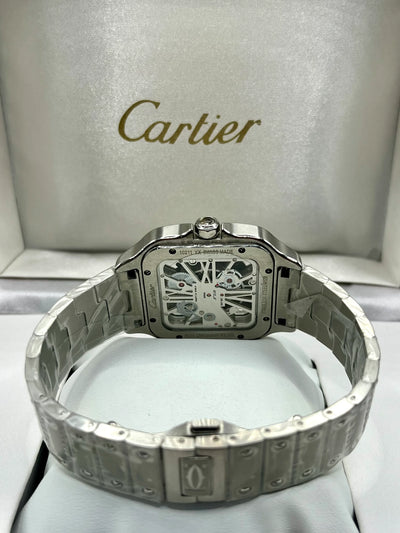 Cartier Santos Green Skeleton Stainless Steel Watch