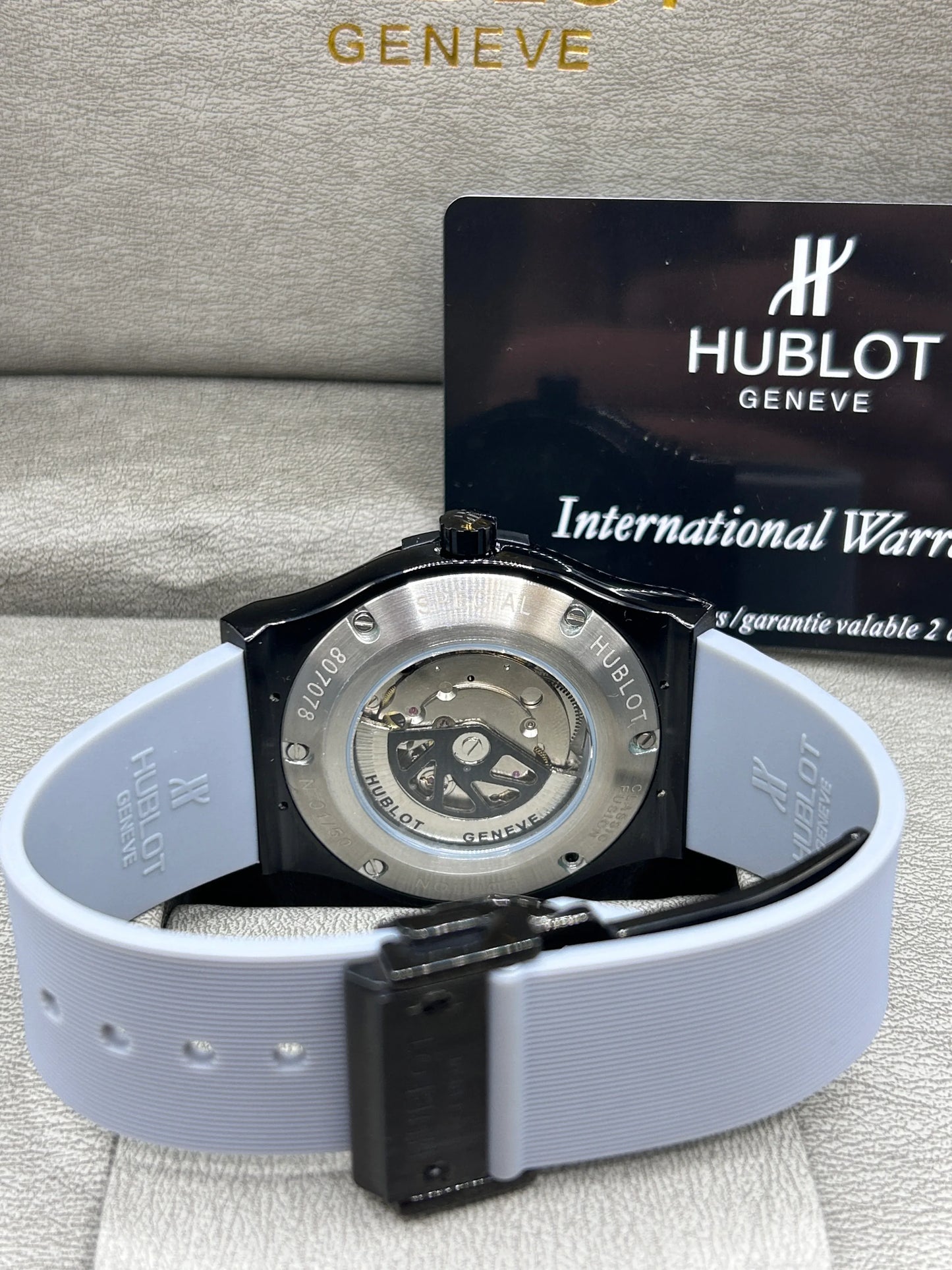 Hublot Big Bang Grey Dial Black Strap Watch