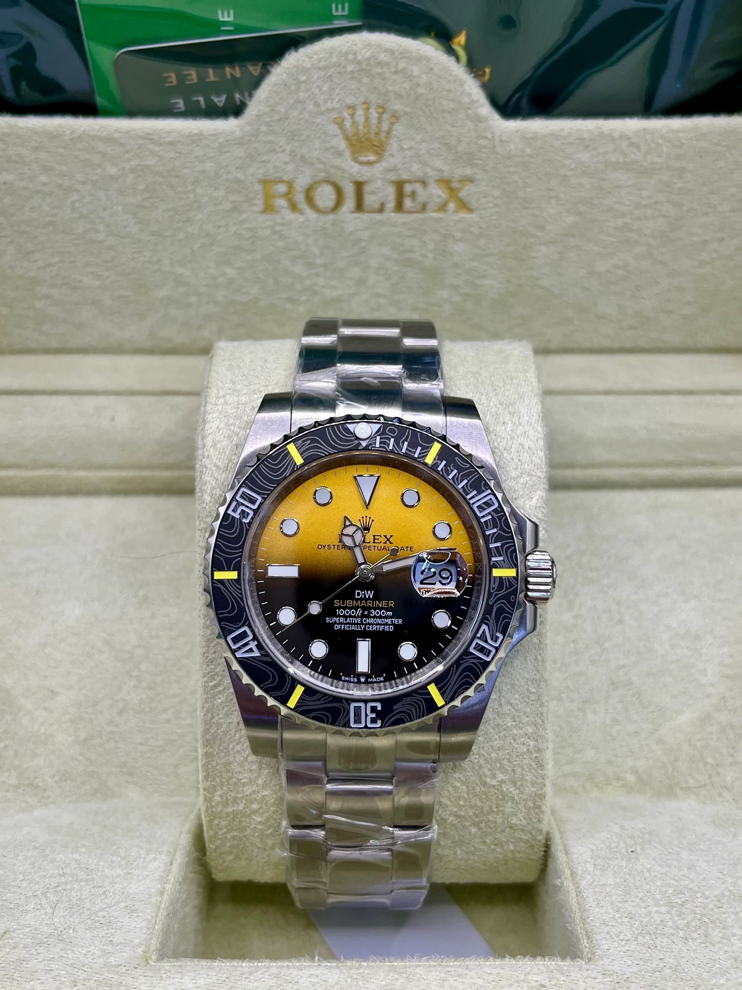 Rolex GMT Master II Yellow Dial Stainless Steel Watch