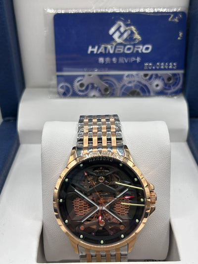 Hanboro Two Tone Black Dial Automatic Watch