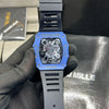 Richard Mille Blue Case Black Strap Skeleton Watch