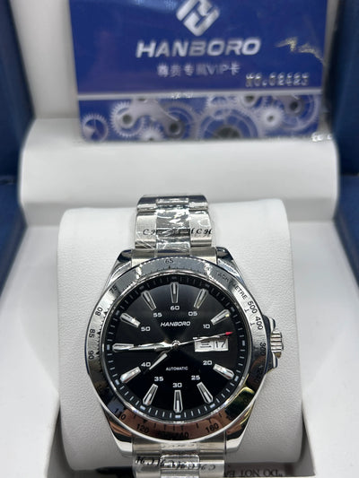 Hanboro Silver Dial Stainless Steel Chronograph Watch