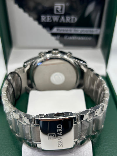 REWARD Luxury Chronograph Watch – Black Dial Stainless Steel Bracelet