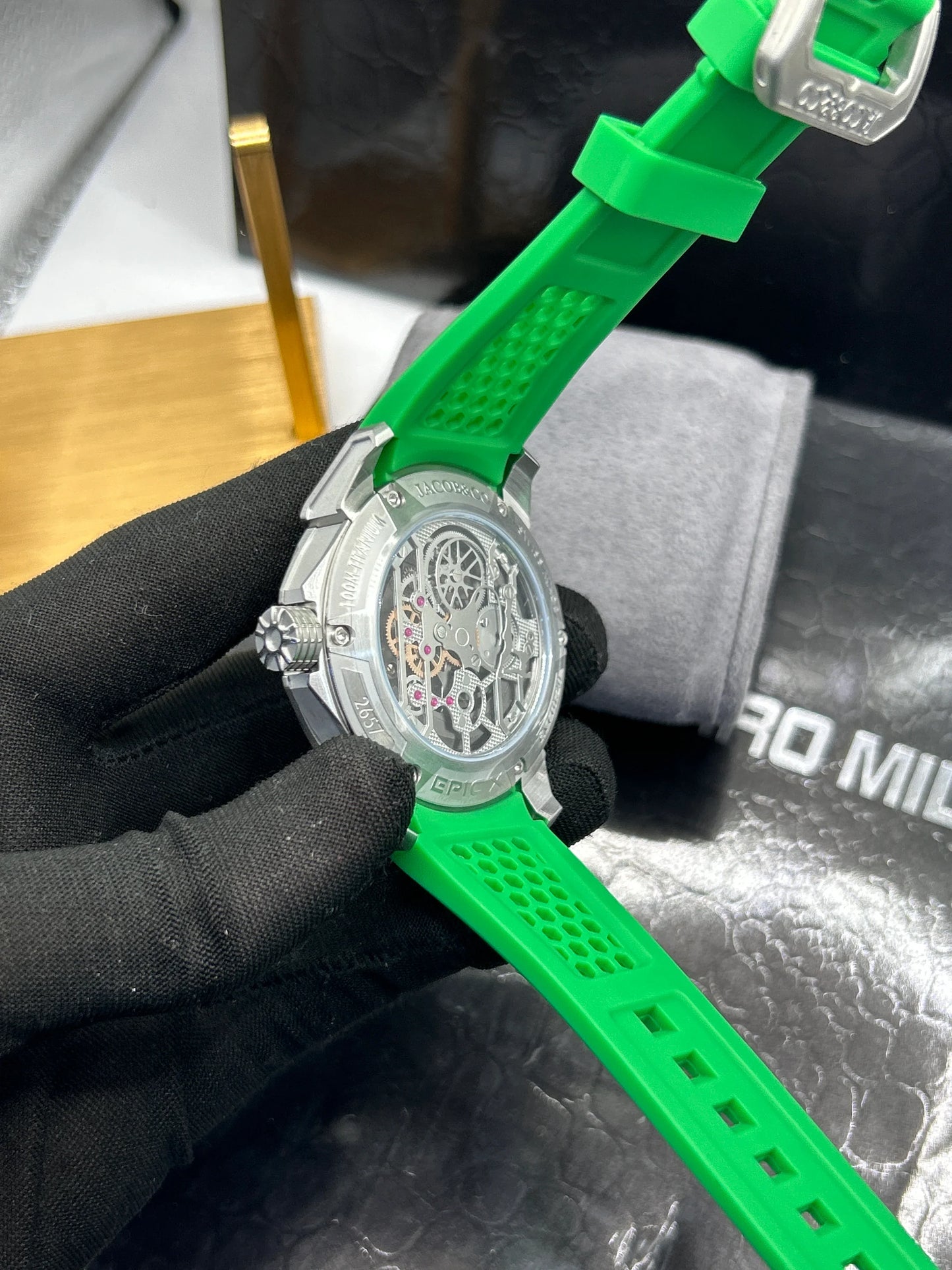 Jacob & Co Green Strap Skeleton Watch
