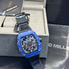 Richard Mille Blue Case Black Strap Skeleton Watch