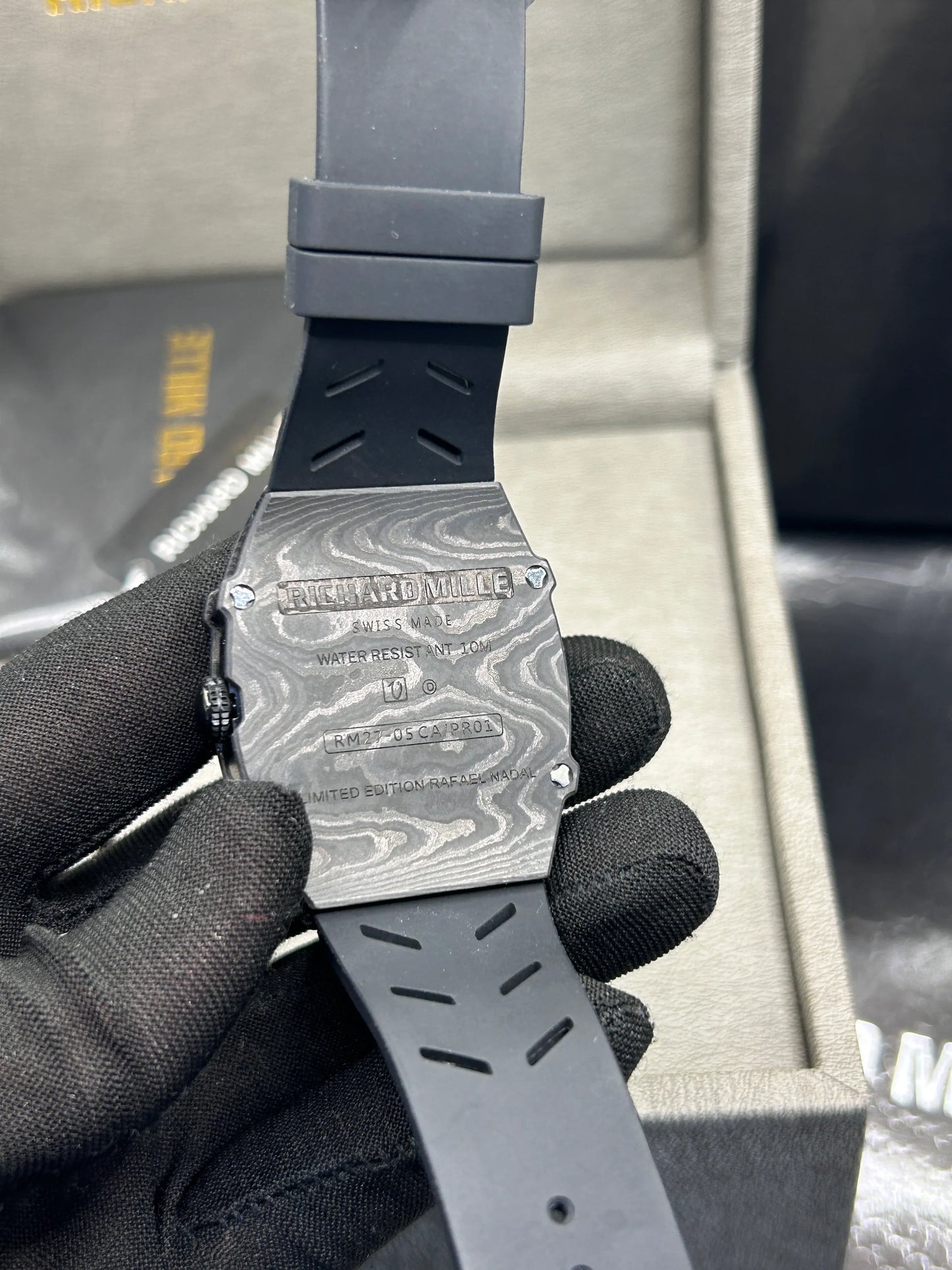 Richard Mille Black Case Black Strap Skeleton Watch