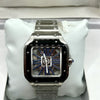 Cartier Santos Blue Skeleton Stainless Steel Watch