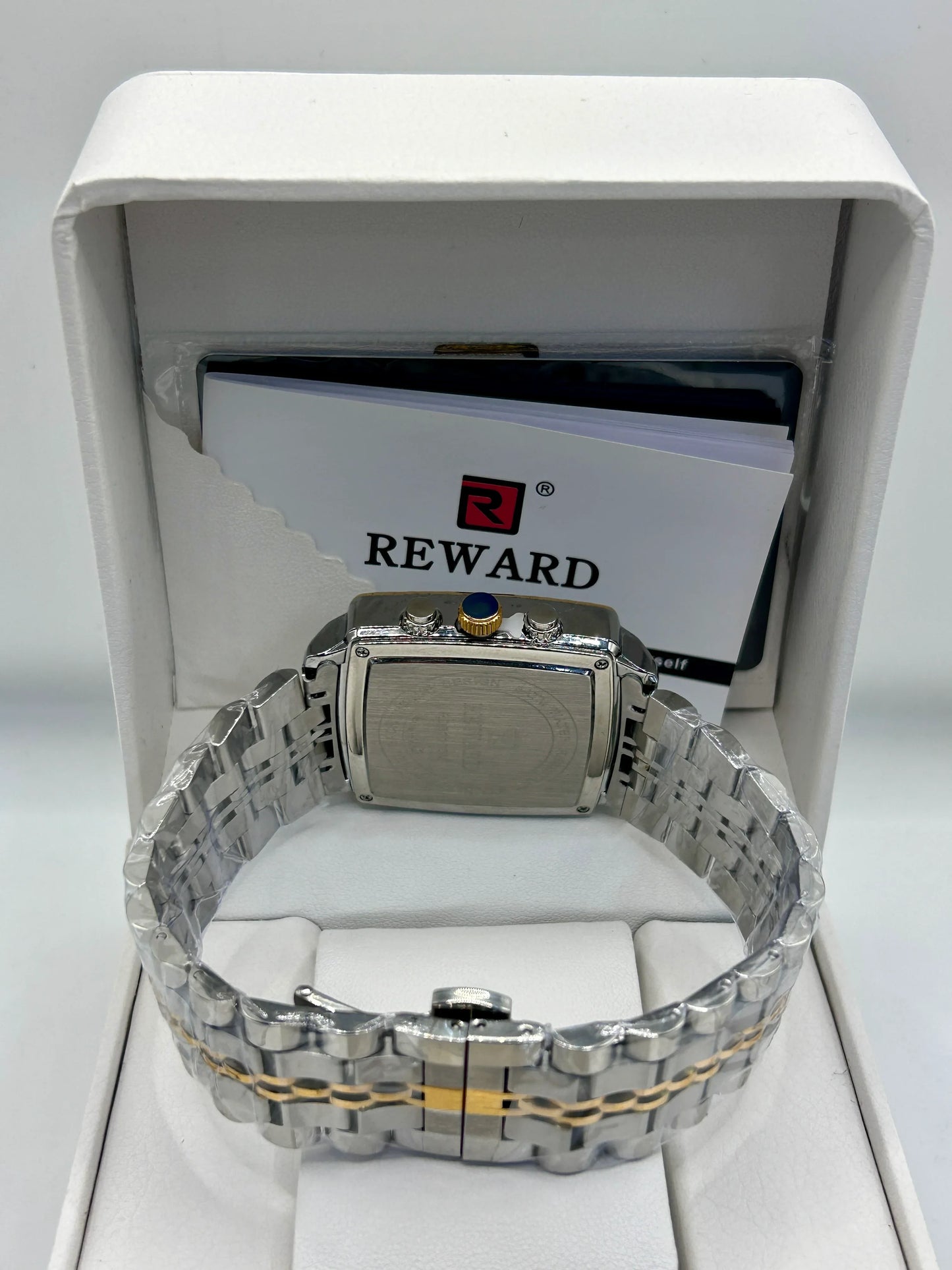 Reward White Dial Two Tone Square Quartz Watch