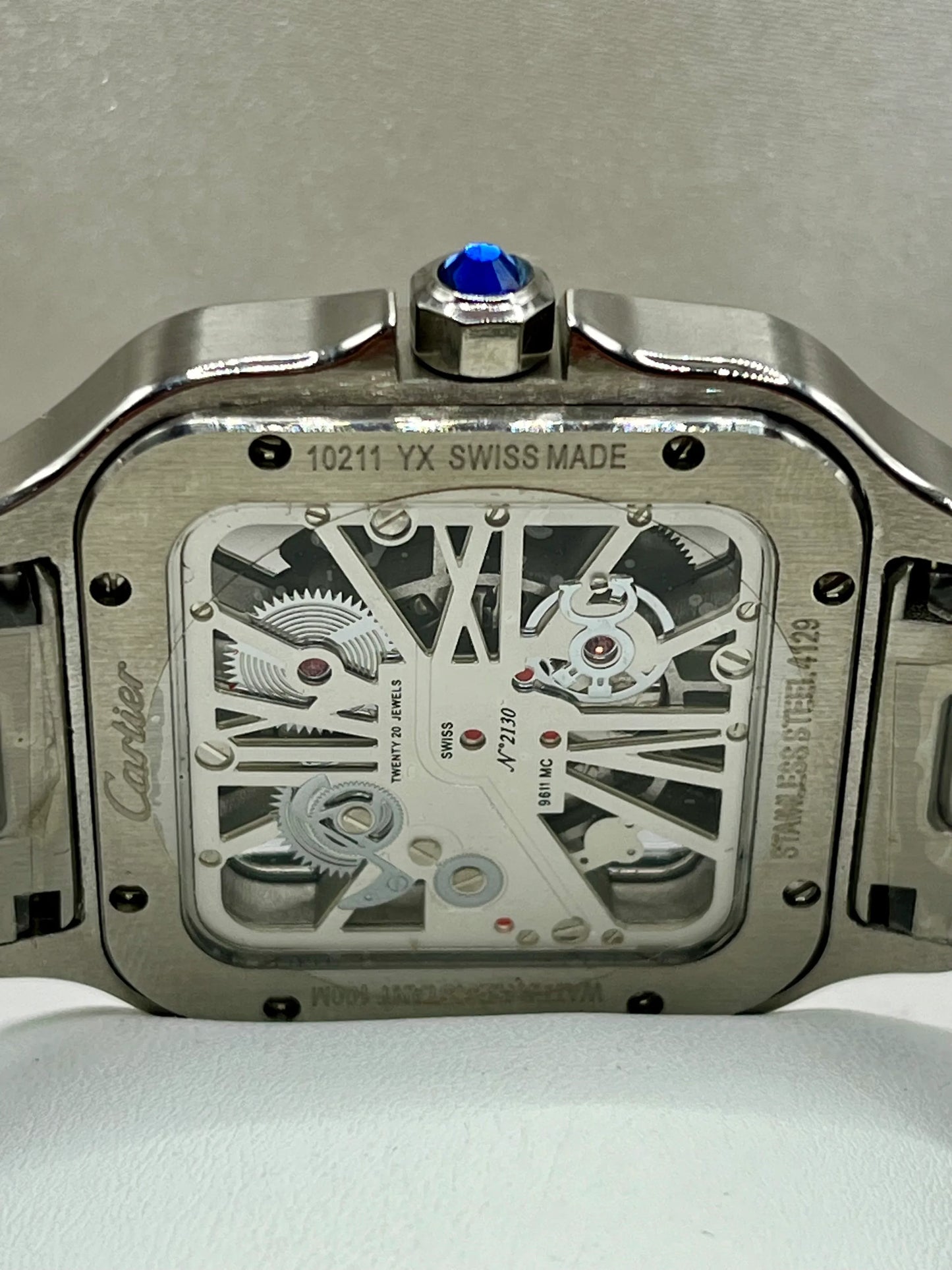 Cartier Santos Green Openworked Stainless Steel Watch