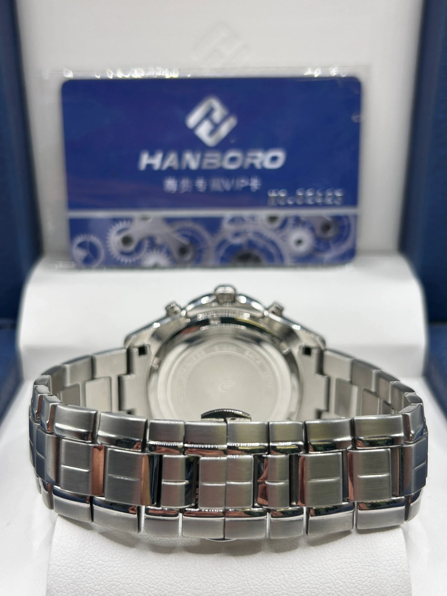 Hanboro Grey Dial Stainless Steel Chronograph Watch