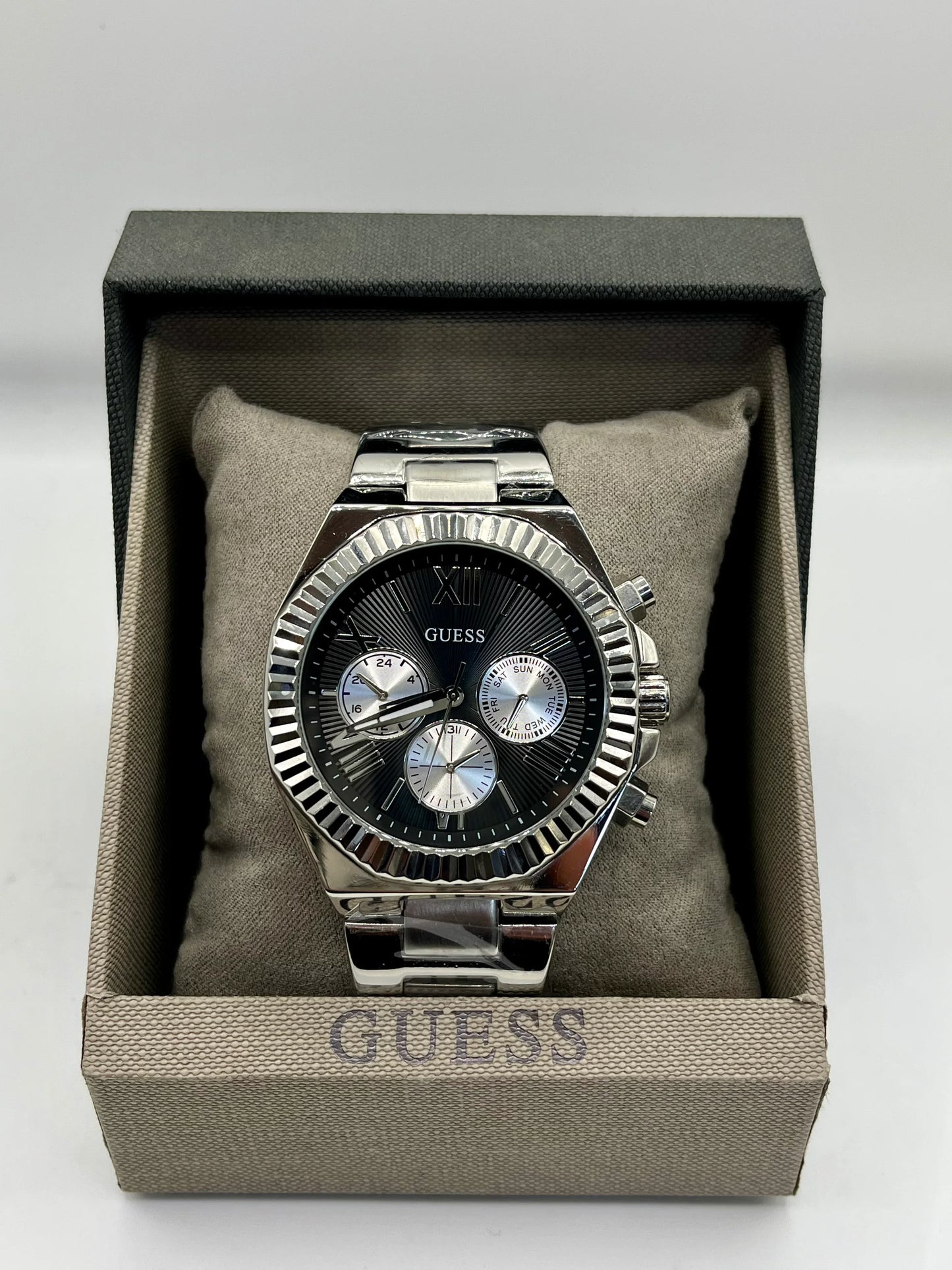 Guess Black Dial Stainless Steel Chronograph Watch