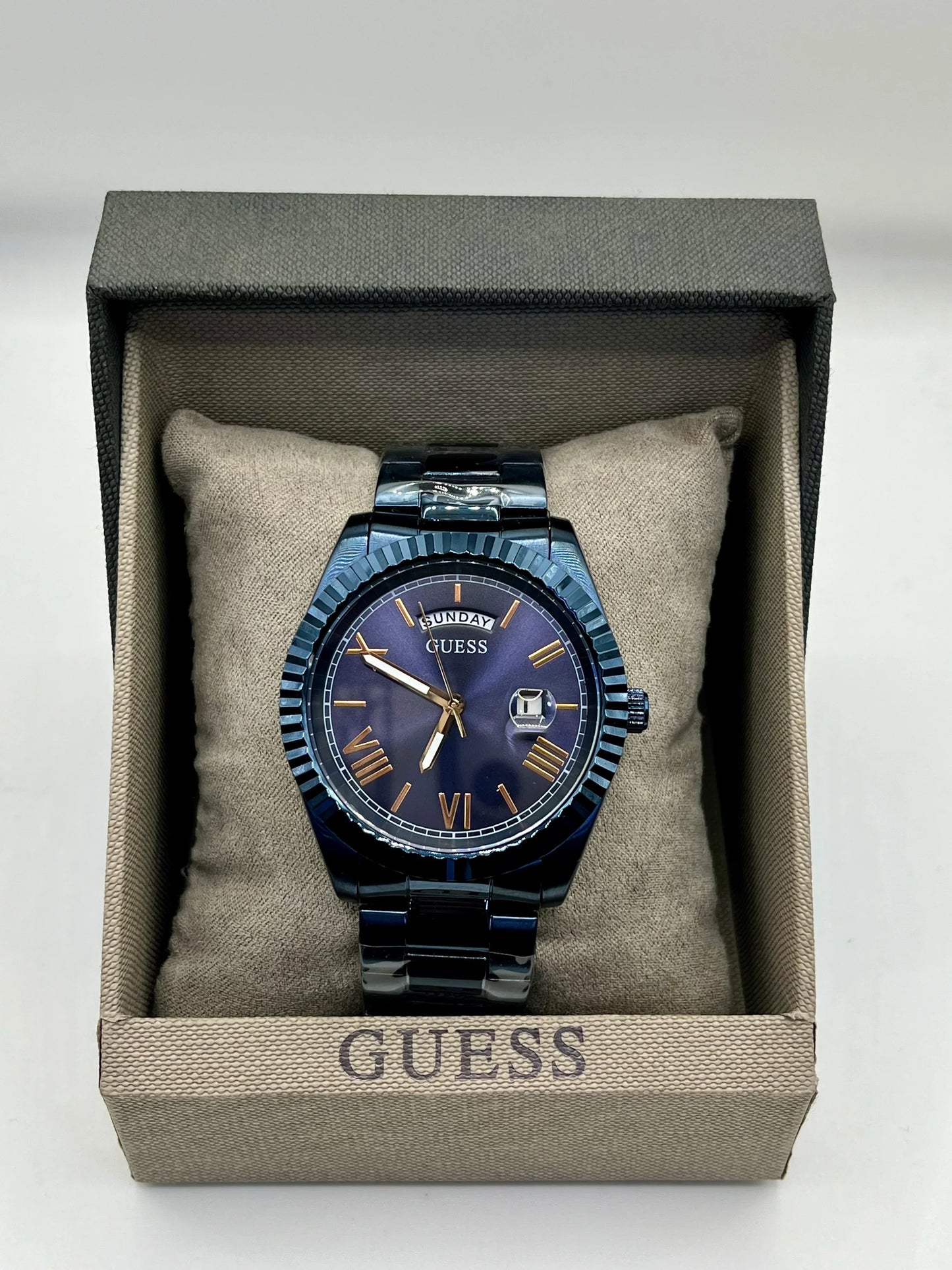 Guess Blue Dial Stainless Steel Watch