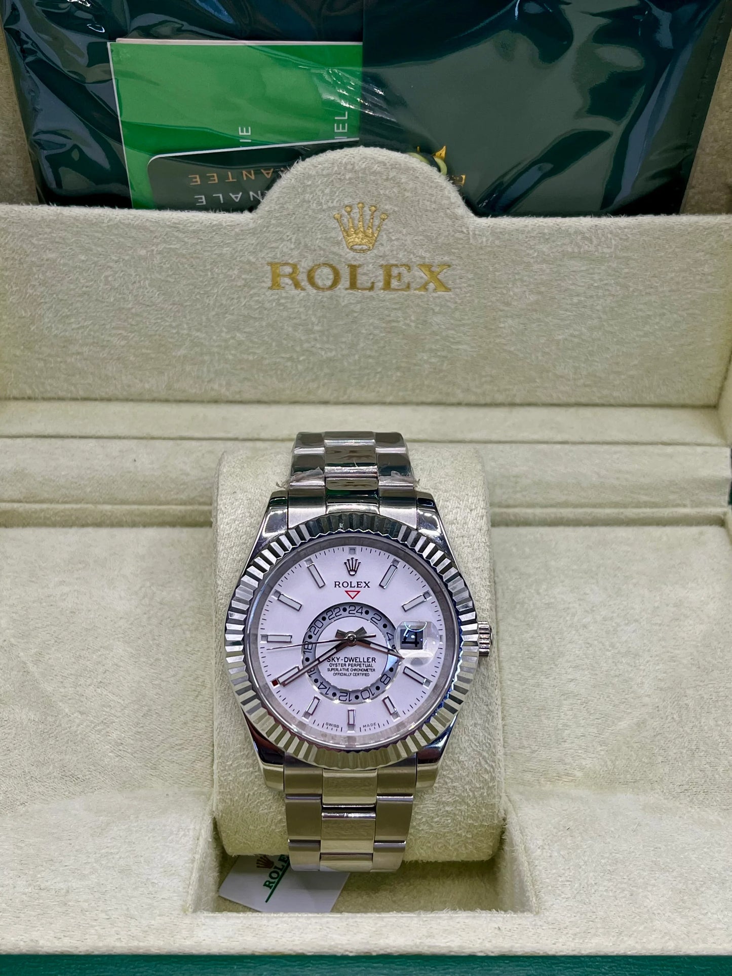 Rolex Sky Dweller White Dial Stainless Steel Watch