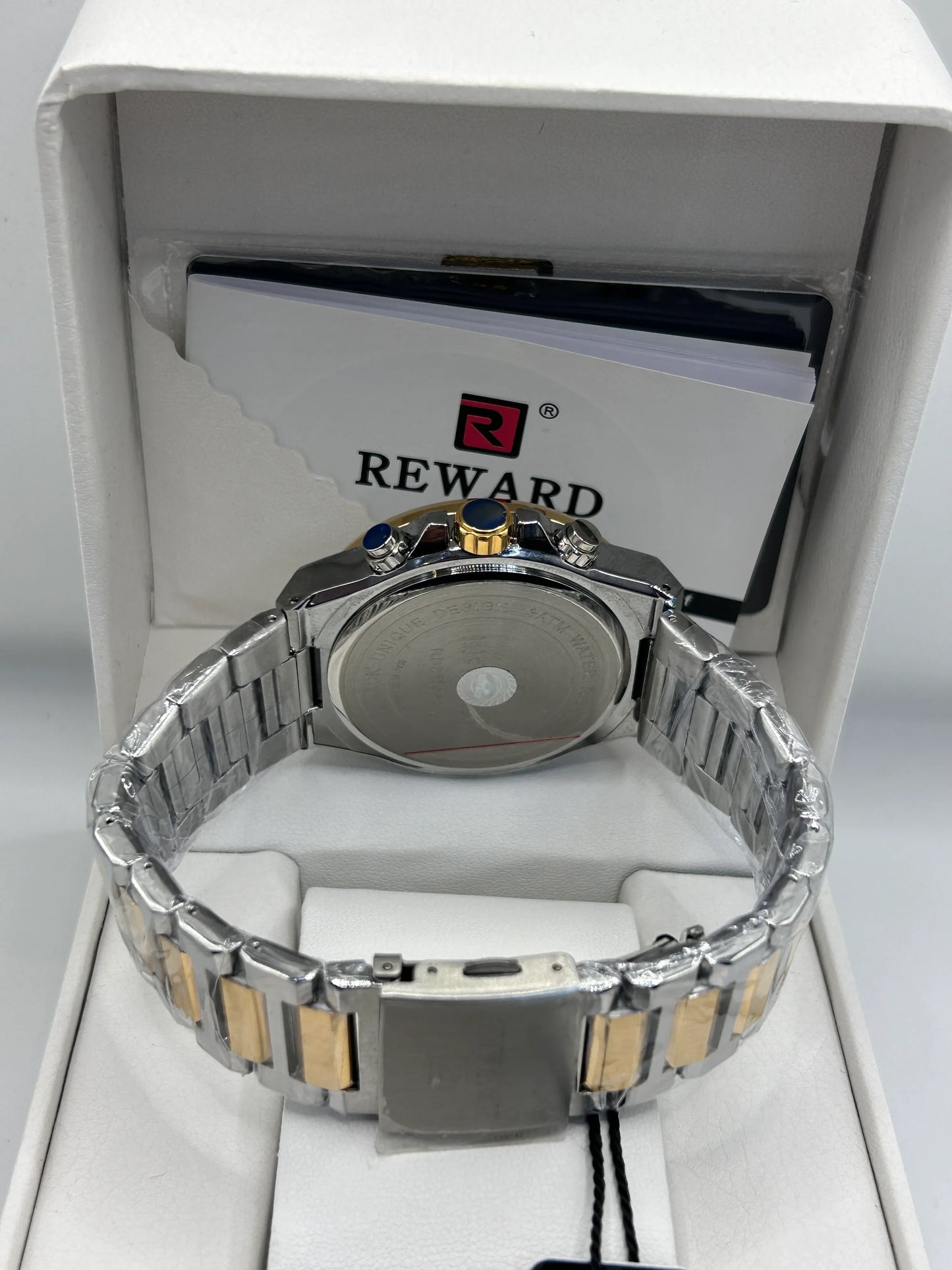 Reward White Dial Two Tone Chronograph Watch