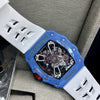 Richard Mille Blue Case White Strap Skeleton Watch