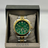 Guess Green Dial Two Tone Chronograph Watch
