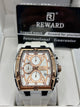 REWARD Luxury Chronograph Watch – White Dial Rose Gold Square Case