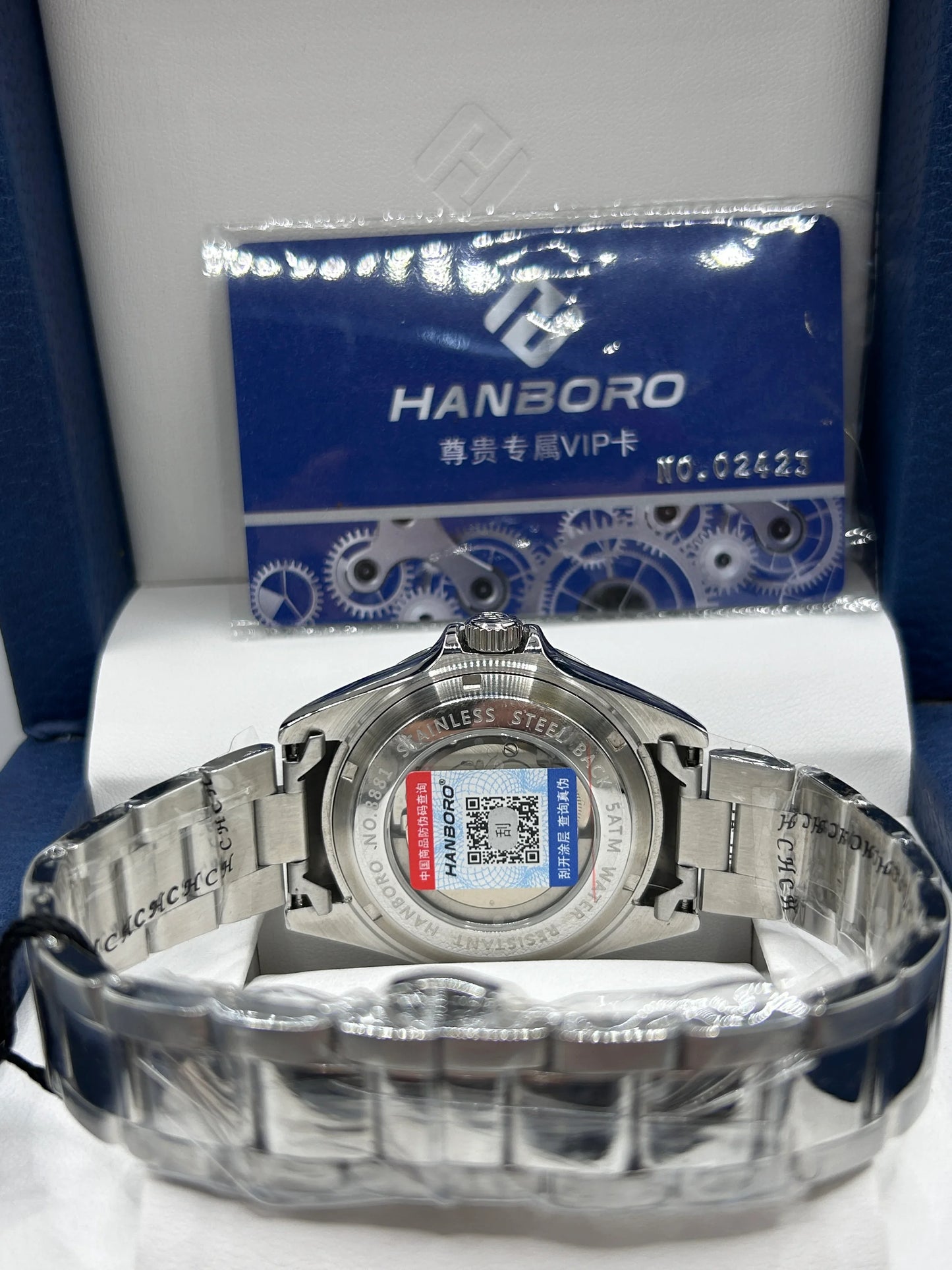 Hanboro Silver Dial Stainless Steel Chronograph Watch