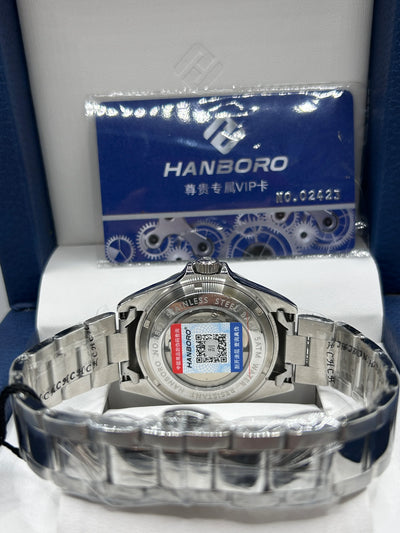 Hanboro Silver Dial Stainless Steel Chronograph Watch