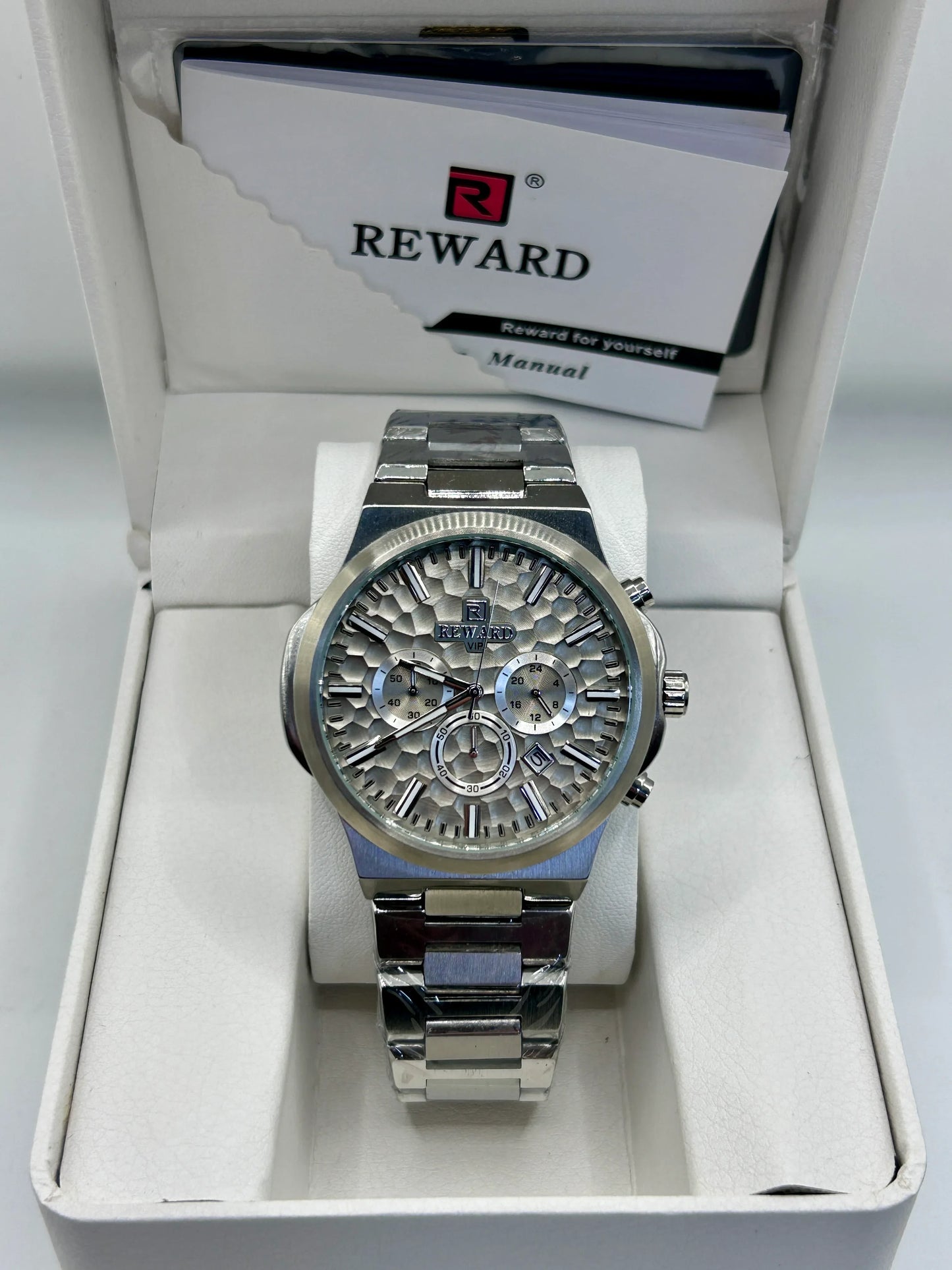 Reward Silver Skeleton Dial Stainless Steel Quartz Watch