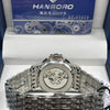 Hanboro Black Skeleton Dial Stainless Steel Watch