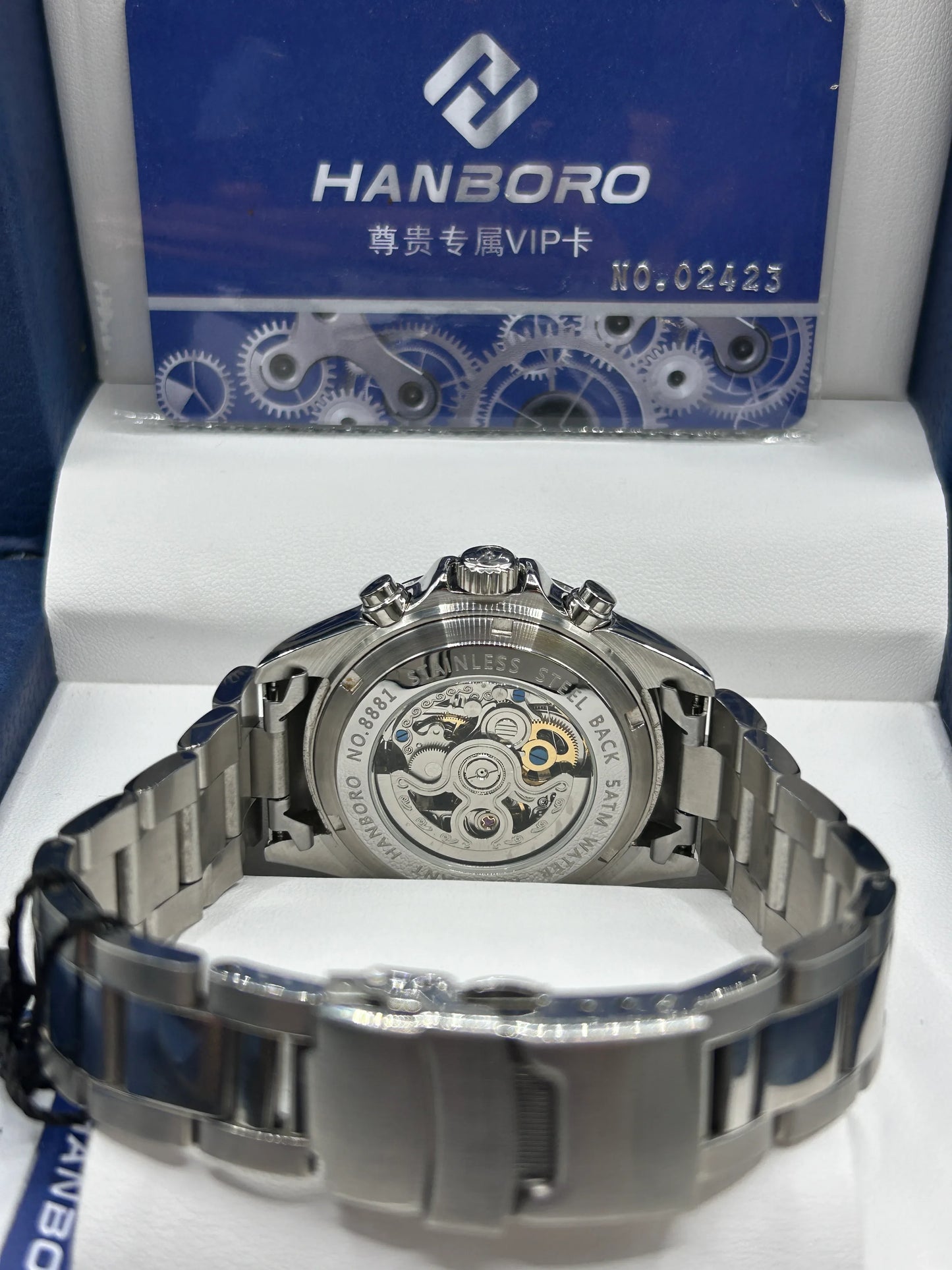 Hanboro Black Dial Stainless Steel Chronograph Watch