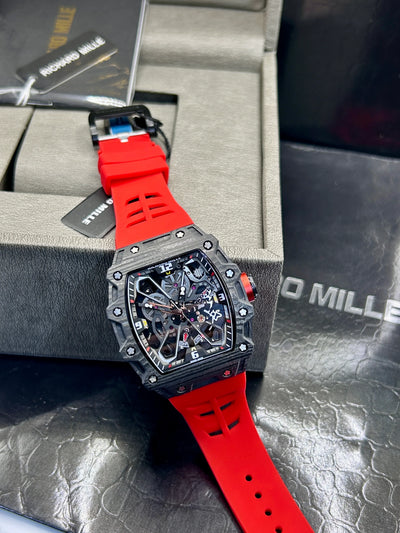 Richard Mille Red Rubber Strap Skeleton Watch