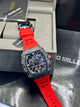 Richard Mille Red Rubber Strap Skeleton Watch