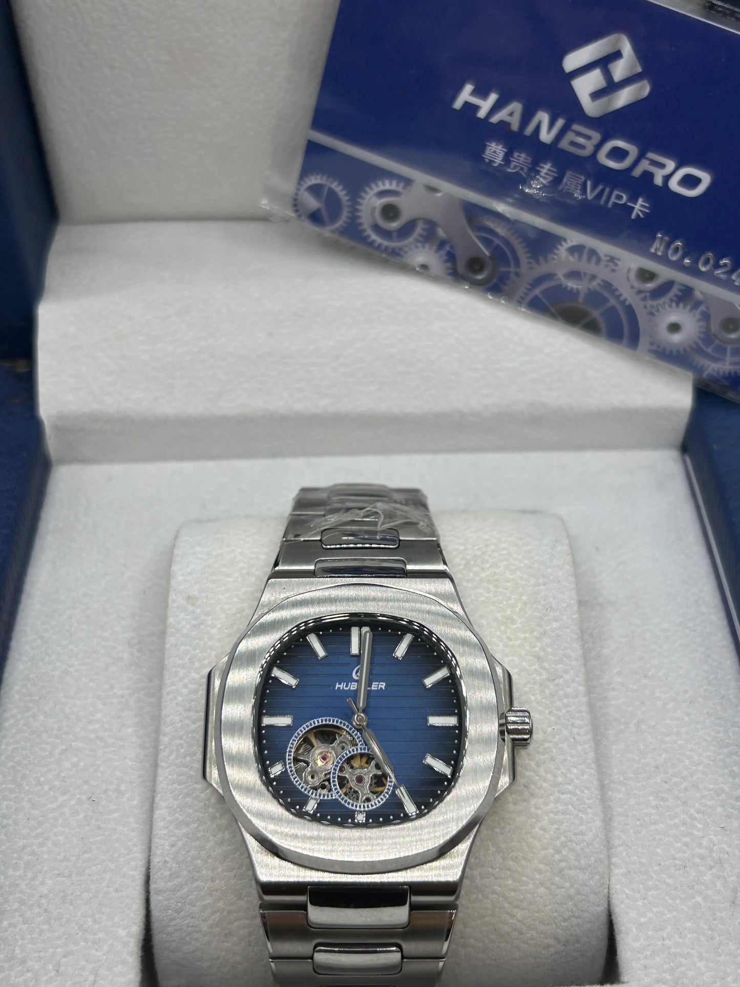 Hanboro Blue Dial Stainless Steel Automatic Watch