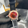 Jacob & Co Rose Gold Case Black Strap Skeleton Watch