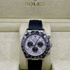 Rolex Daytona White Dial Black Strap Chronograph Watch