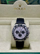 Rolex Daytona White Dial Black Strap Chronograph Watch