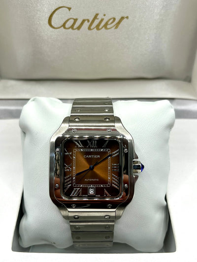 Cartier Santos Brown Dial Stainless Steel Automatic Watch