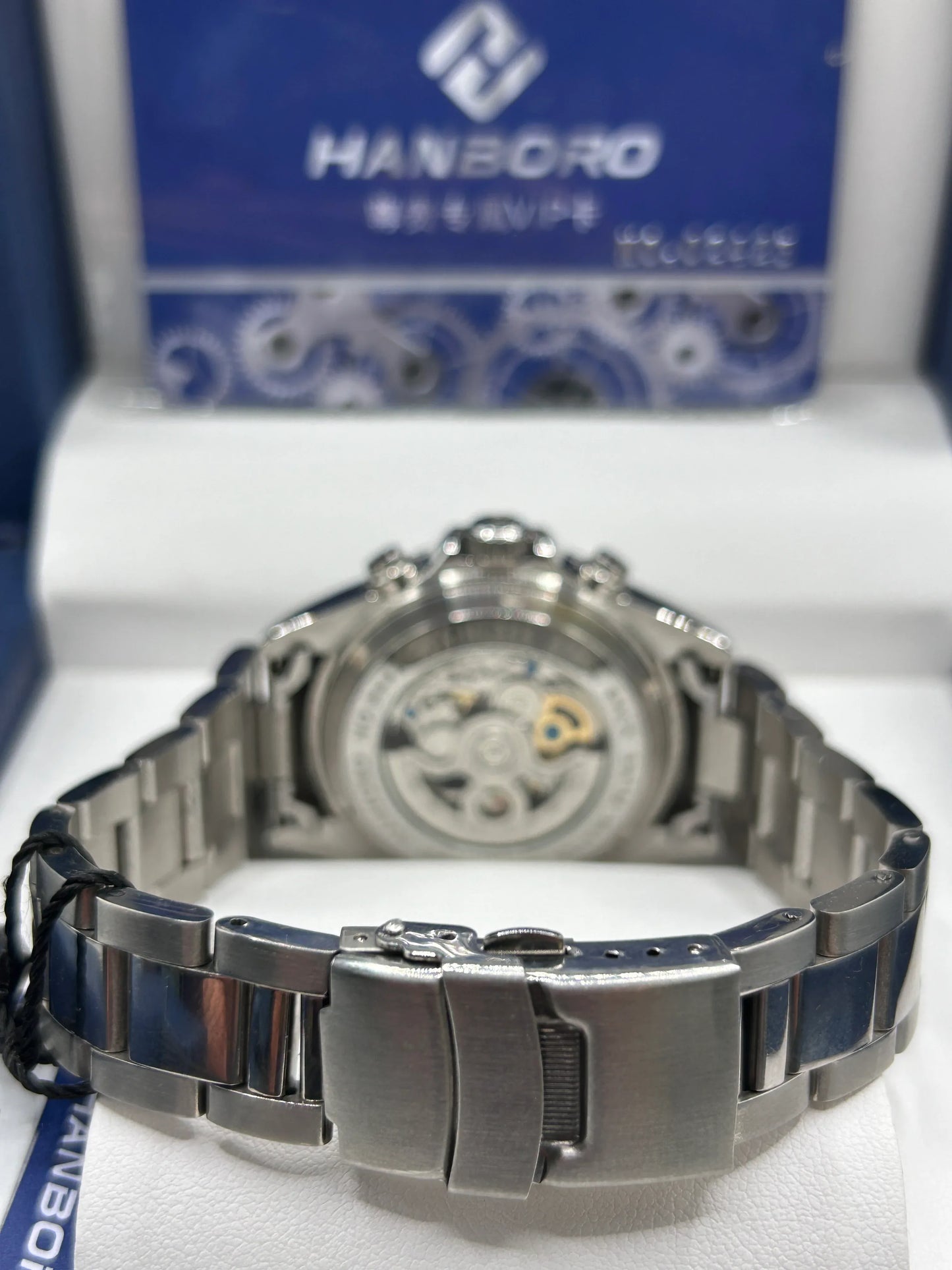 Hanboro Black Dial Stainless Steel Chronograph Watch