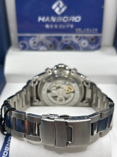 Hanboro Black Dial Stainless Steel Chronograph Watch