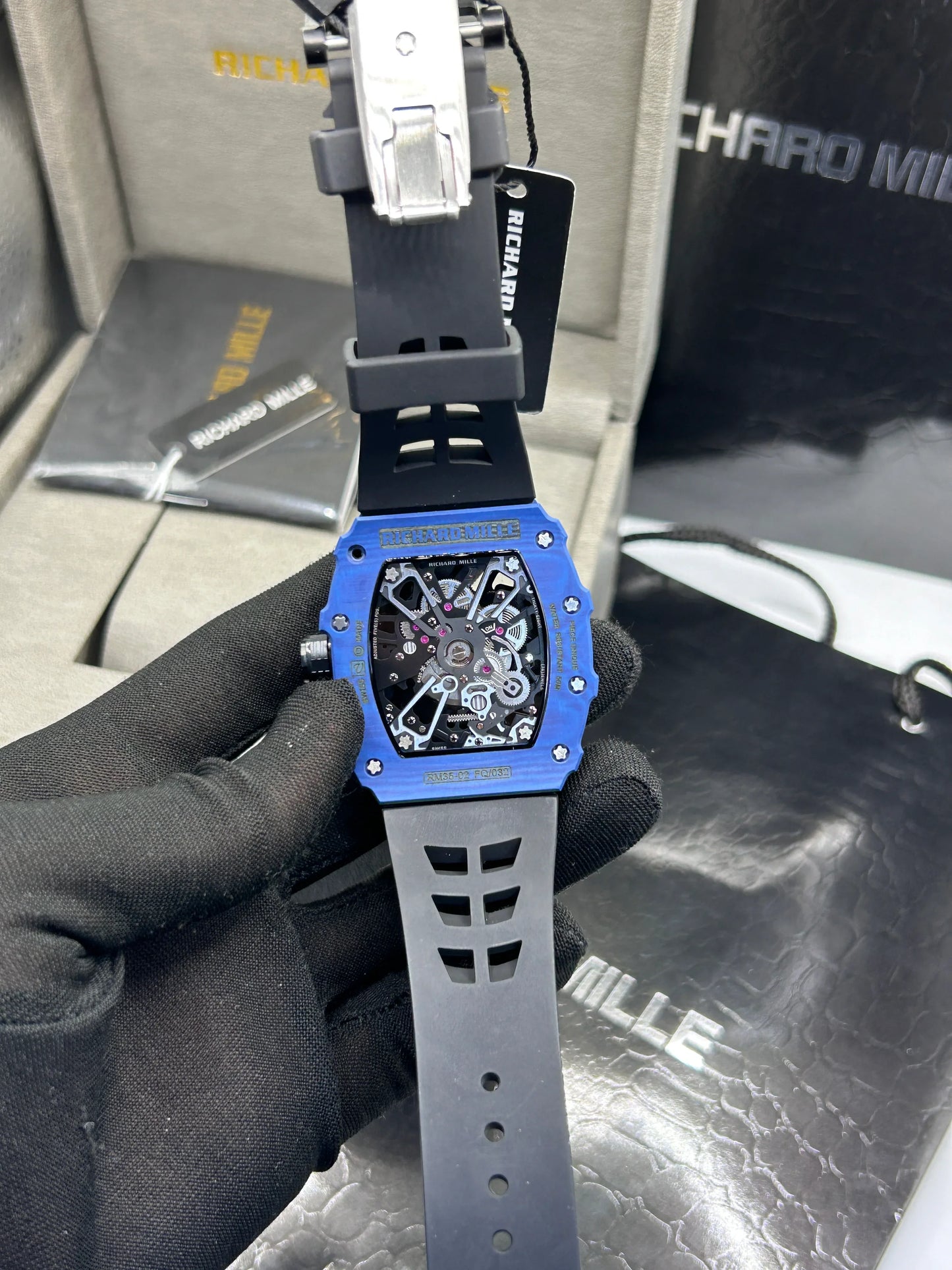 Richard Mille Black and Blue Skeleton Watch