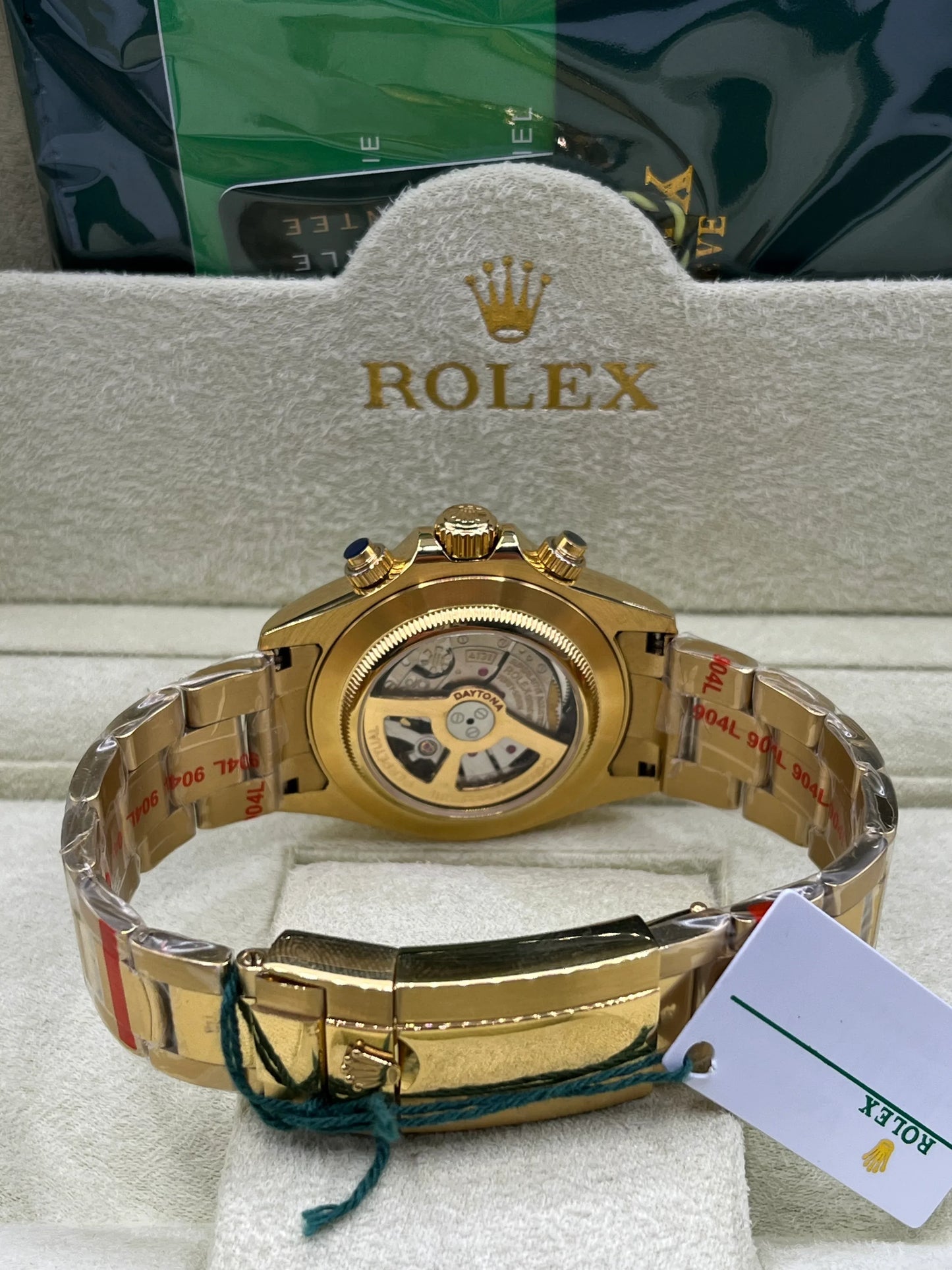 Rolex Daytona Gold Green Dial Chronograph Watch