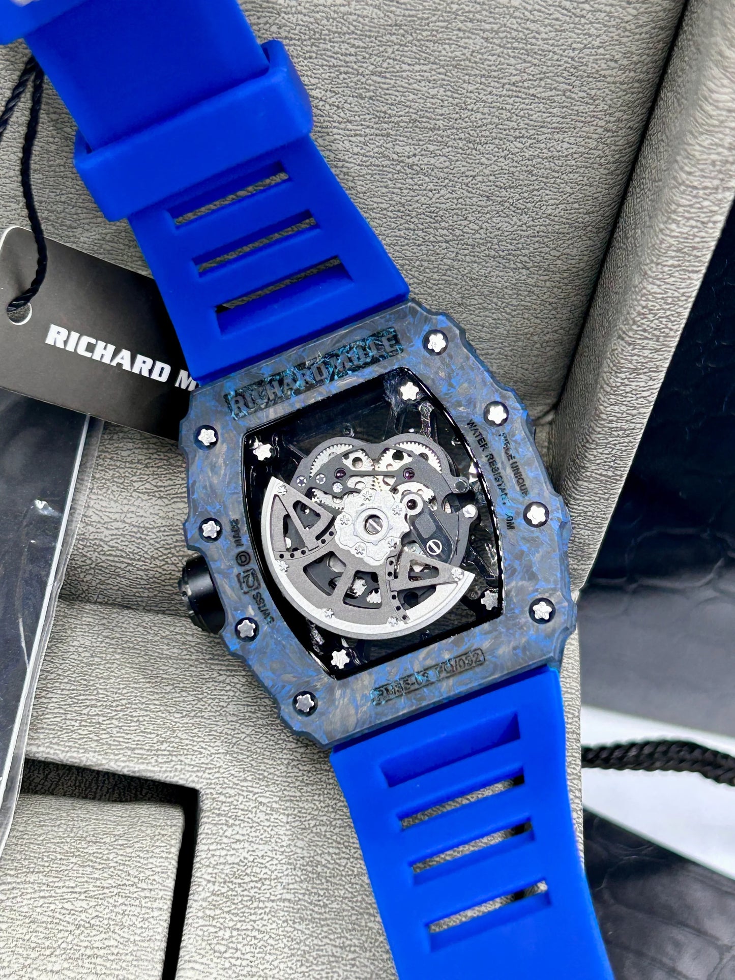Richard Mille Blue Rubber Strap Skeleton Watch