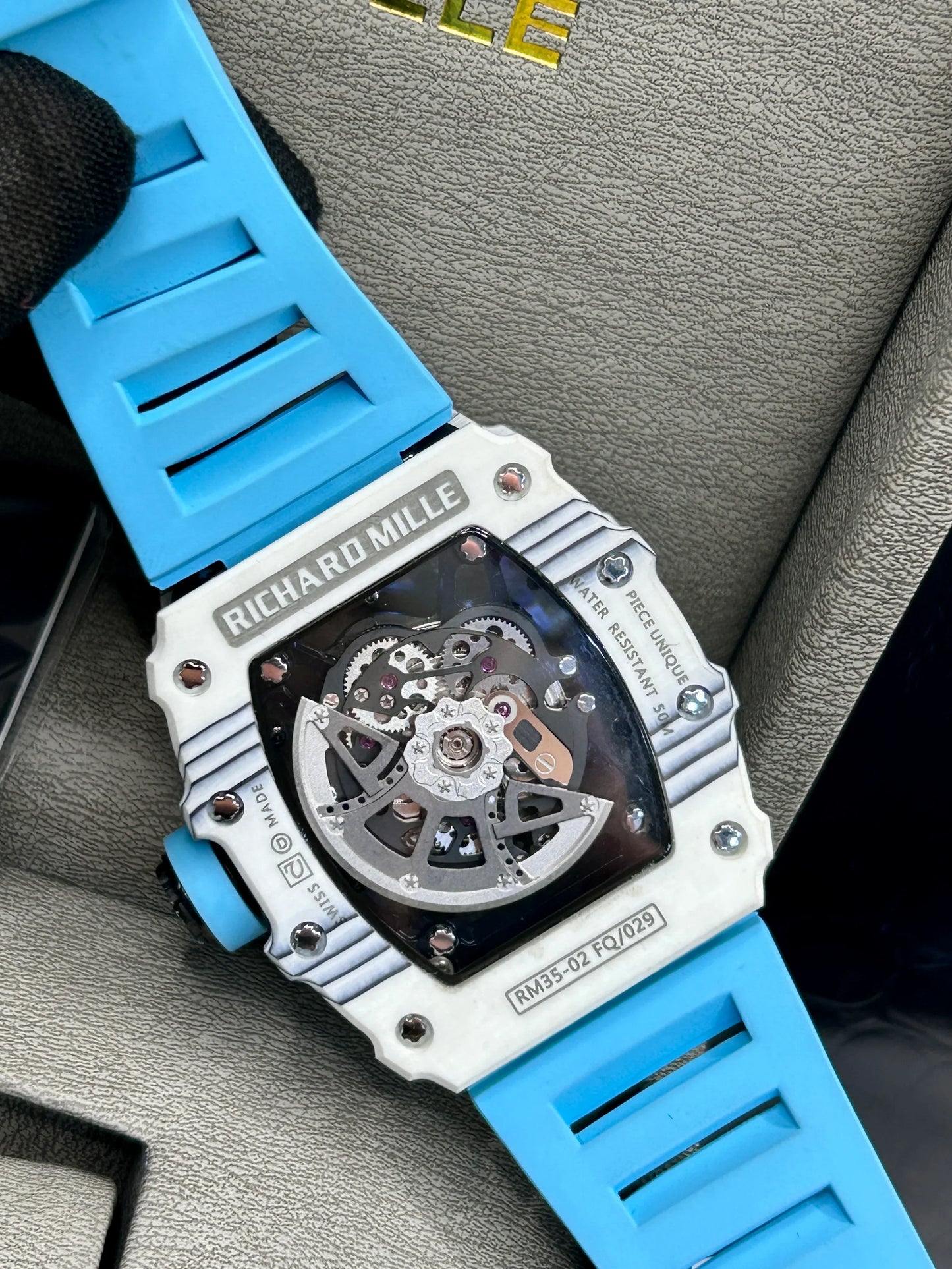 Richard Mille Light Blue Skeleton Watch