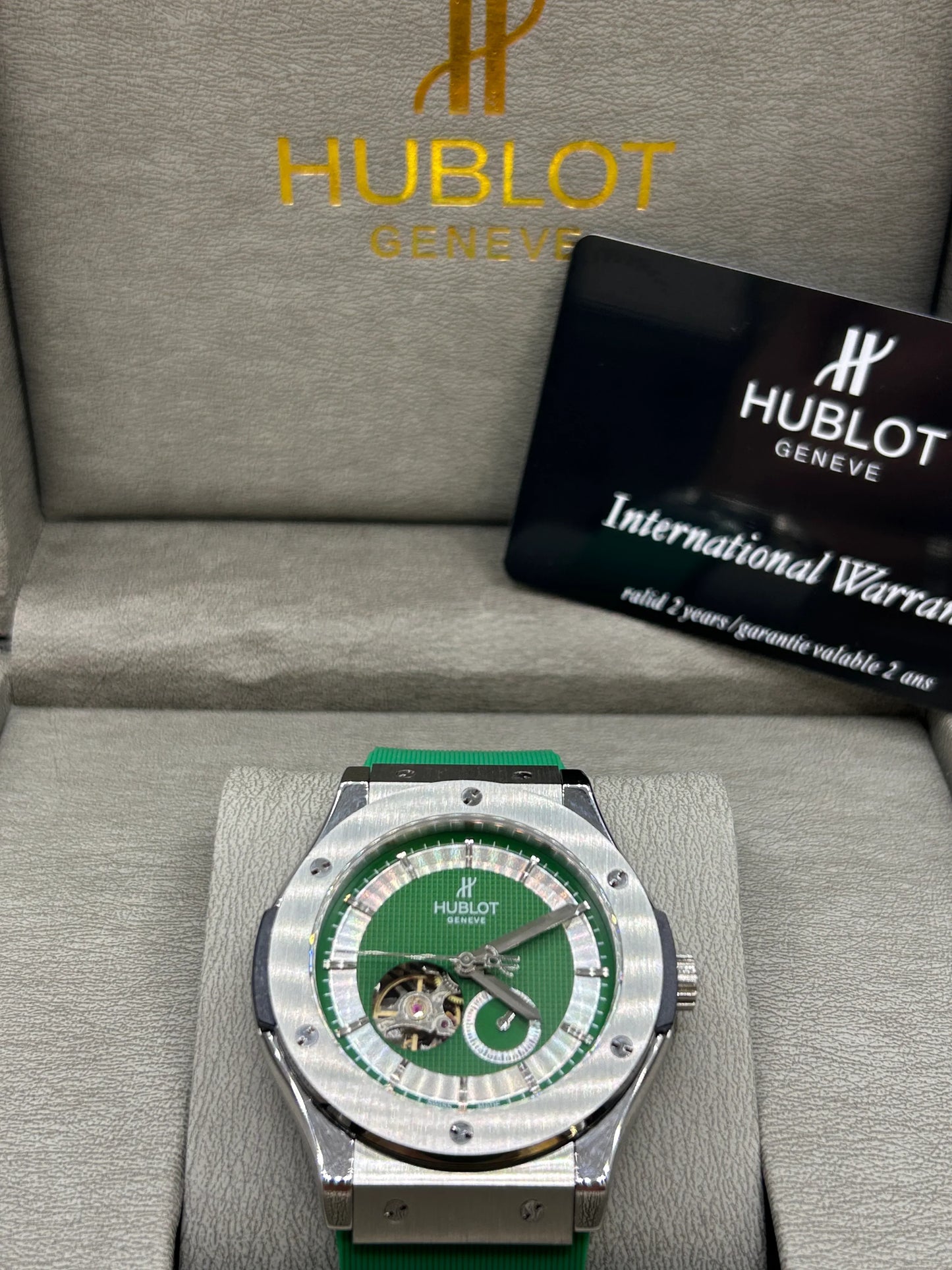 Hublot Big Bang Green Dial Rubber Strap Watch